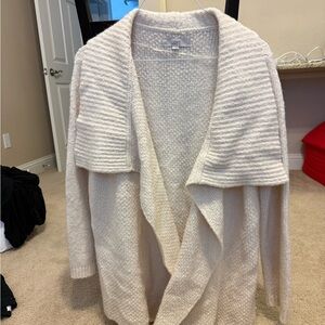 LOFT Cream Textured Open Cardigan